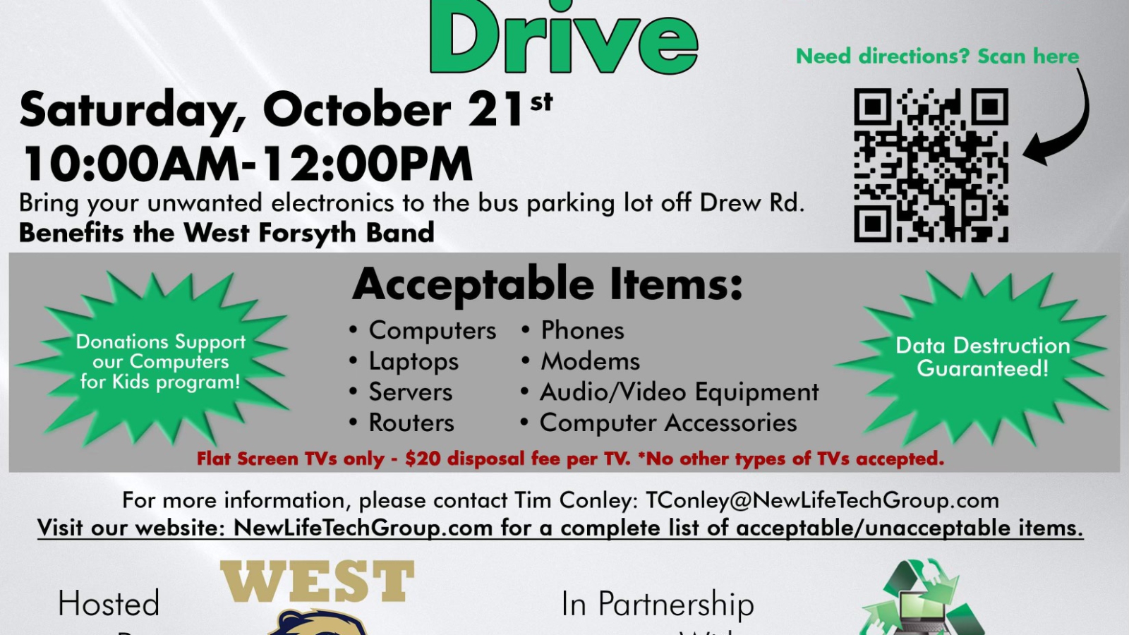 West Forsyth Band Electronics Recycling Drive