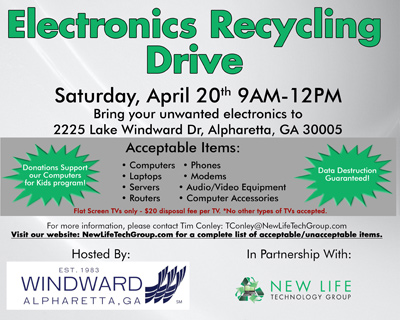 Electronics recycling and donation event at Windward