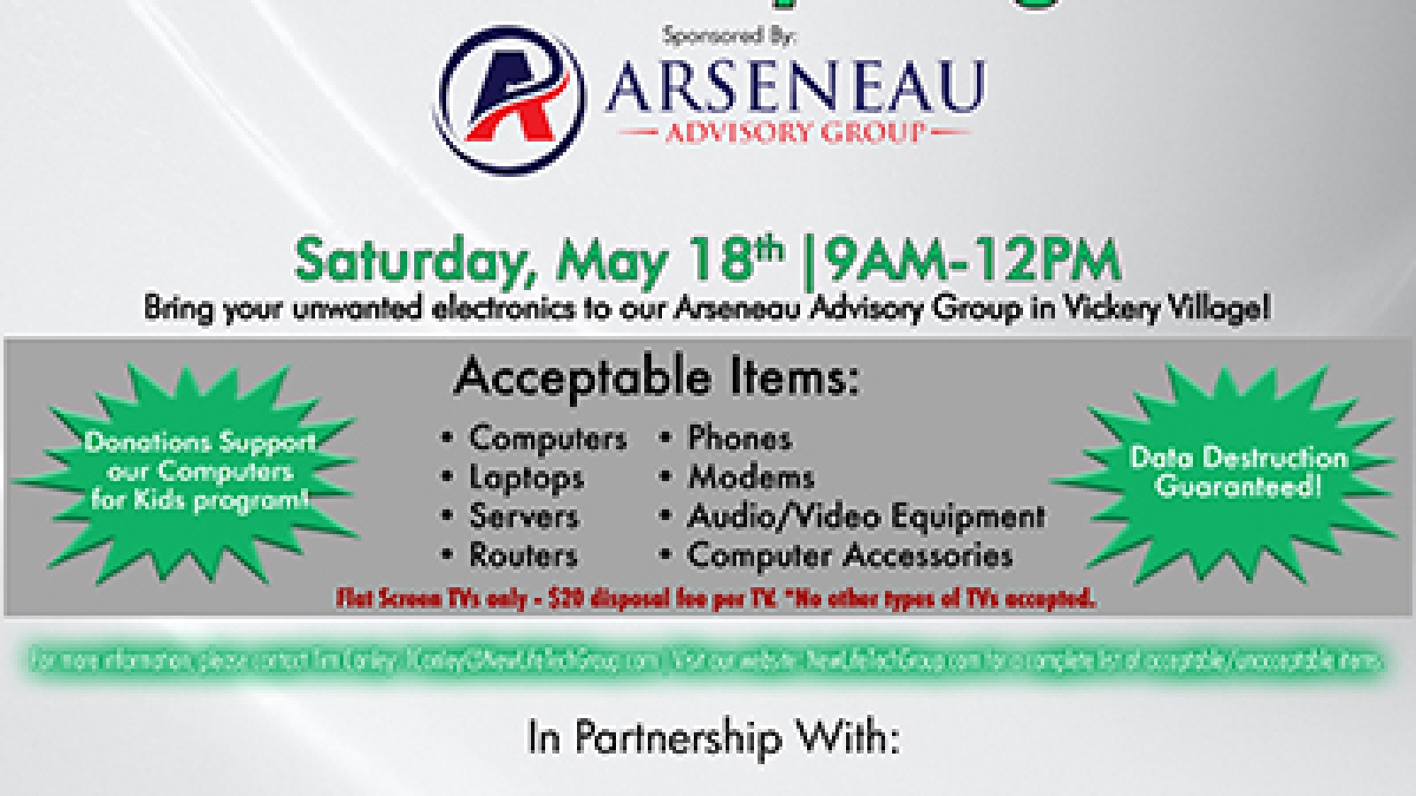 Computer and electronics donation drive Arseneau