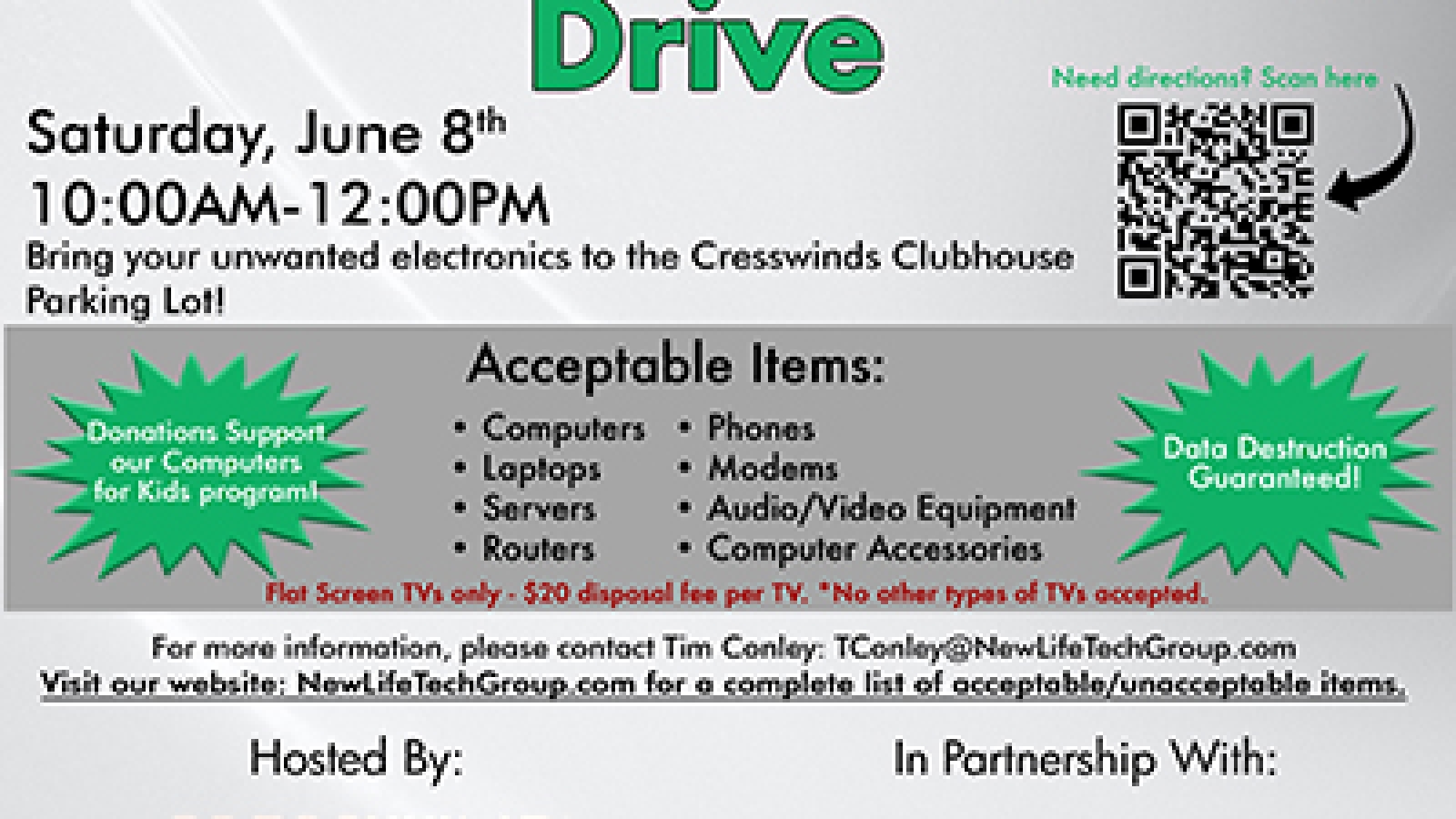 Computer and electronics donation drive Cresswind