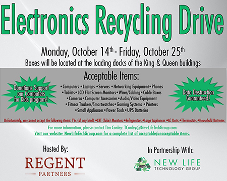 Regent Partners and New Life Technology Group electronics recycling drive