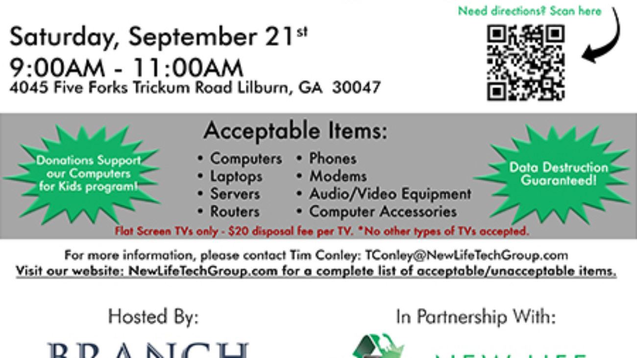 Five Forks computer and electronics donation drive