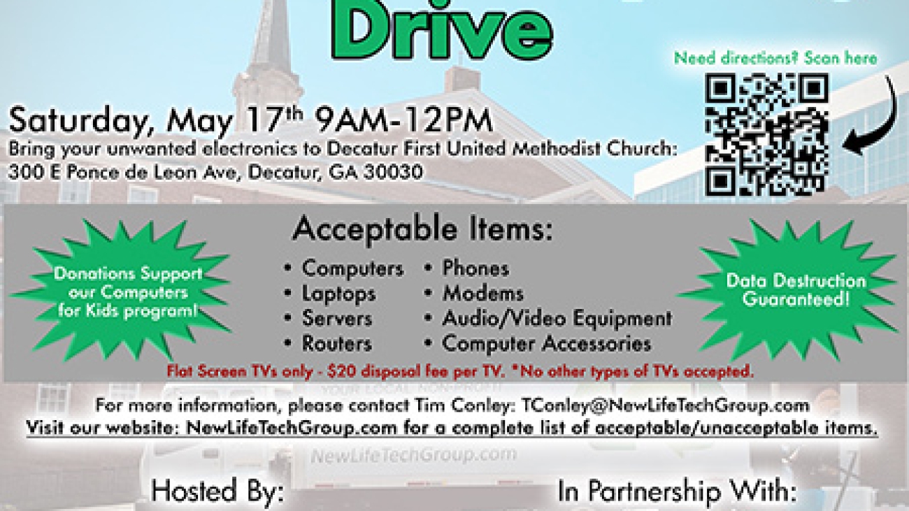 Computer and electronics donation drive Decatur First United Methodist Church