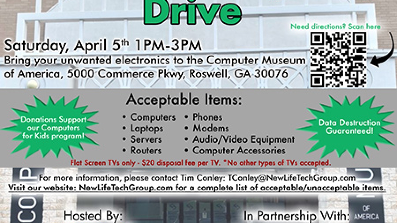 Computer and electronics donation drive Computer Museum of America April 2025