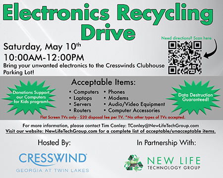 Computer and electronics donation drive Cresswinds Twin Lakes