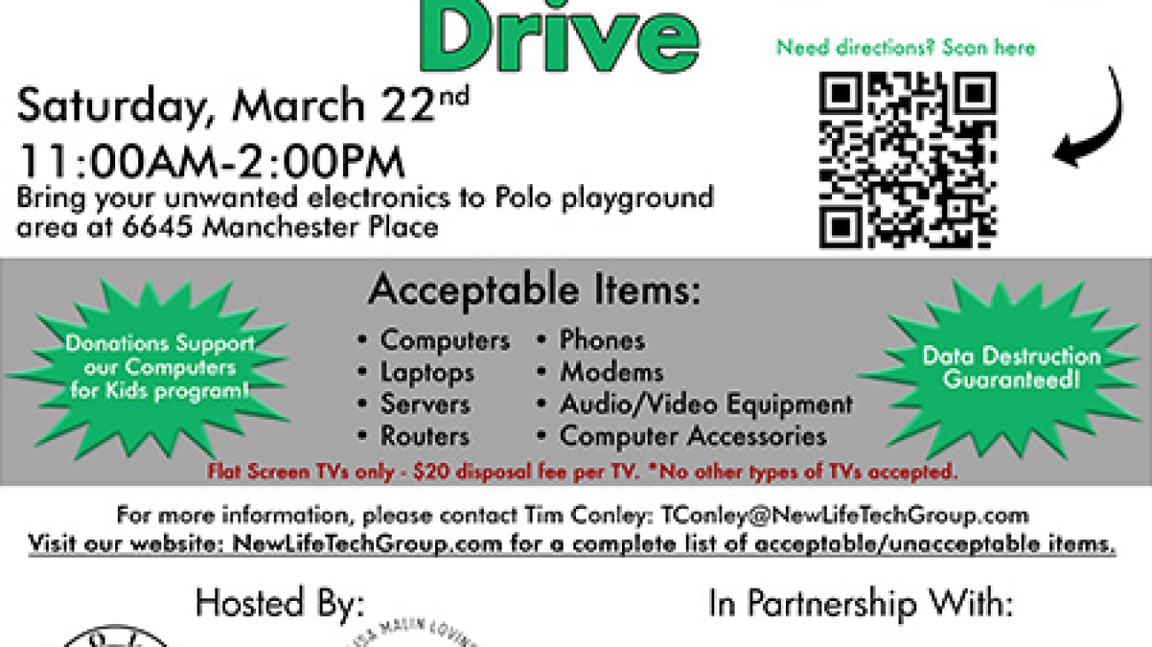 Computer and electronics donation drive Polo Fields