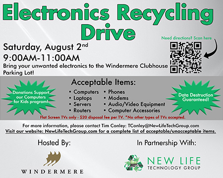 Computer and electronics donation drive Windermere Clubhouse