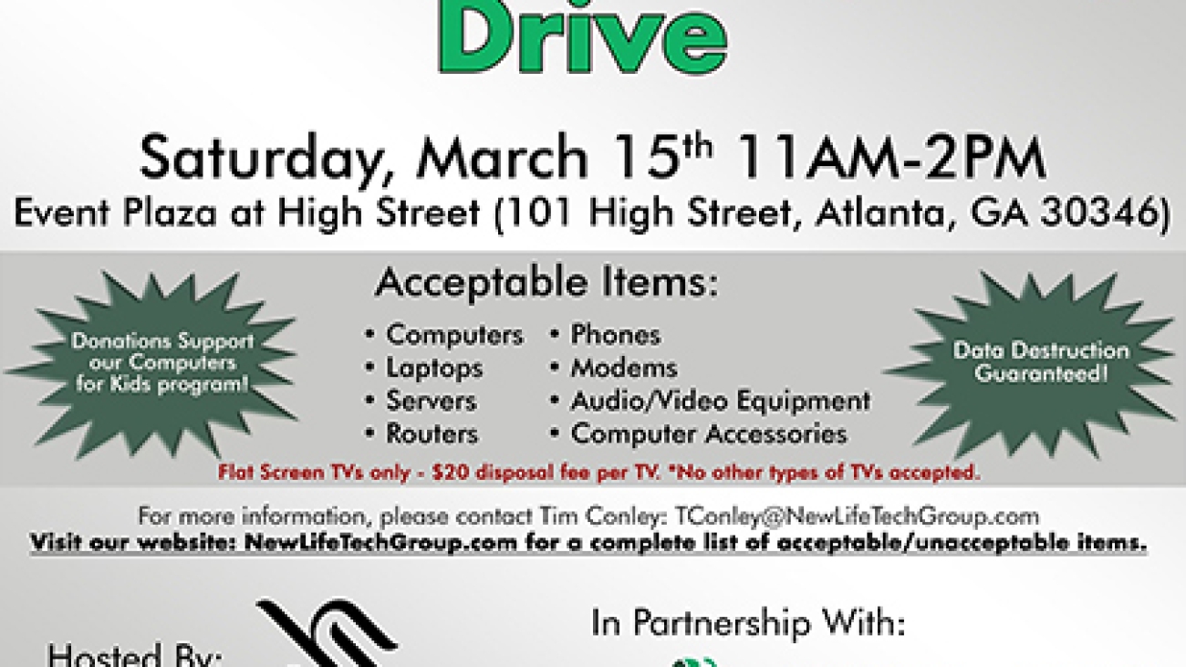 Computer and electronics donation drive High Street March 15 2025