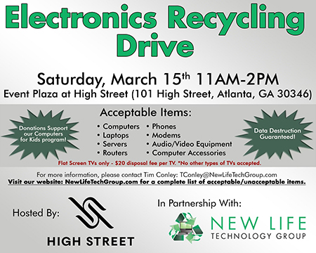 Computer and electronics donation drive High Street March 15 2025